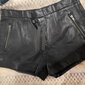 Mackage Black Leather Jean Shorts